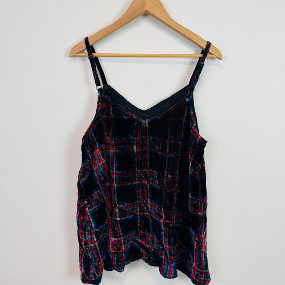 Torrid Plaid Velvet camisole tank top size 1 (XL/1X) goth punk NWT - Picture 5 of 8